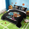 thumbnail image 3 of Manfei Boys Rugby Quilt Full, Sports Full Bedspread Sets, Black Orange Cyan, Black Reversible 3 Pieces, 1 Coverlet and 2 Pillowcases, 3 of 7