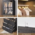 thumbnail image 5 of 2 Glass Doors Armoire Wardrobe Closet with 3 Drawer & LED Light,75"H Wardrobe Closet Clothing Organizer with Hanging Rail for Bedroom, 5 of 8