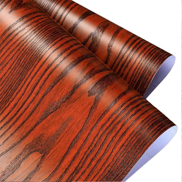 Dark Brown Walnut Look Wallpaper Self-Adhesive Waterproof Furniture Stickers for Kitchen Bathroom Cupboard 26-27s
