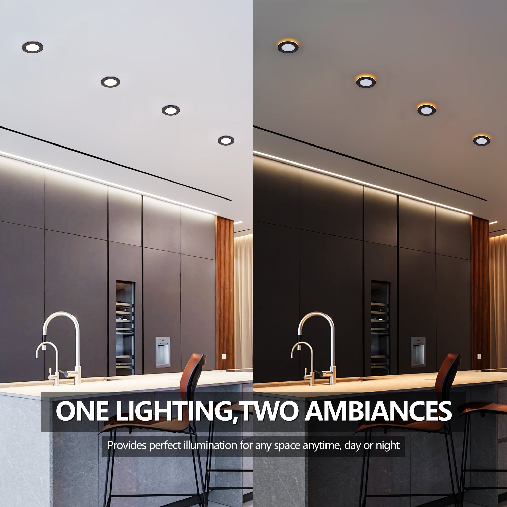 Miniyam 12 Pack 4" Black LED Recessed Light with Night Light, 9W 800LM Dimmable, 2000K-5000K 6CCT, Canless w/ Junction Box for Bedroom/Living Room/Kitchen