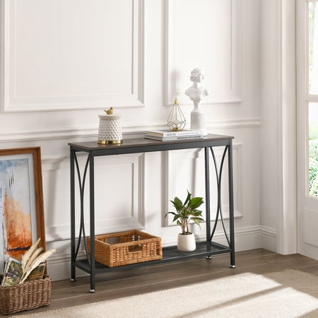 VECELO Console Table Entryway Simple Style Wood Side Display Sofa Table, Easy Assembly, Brown
