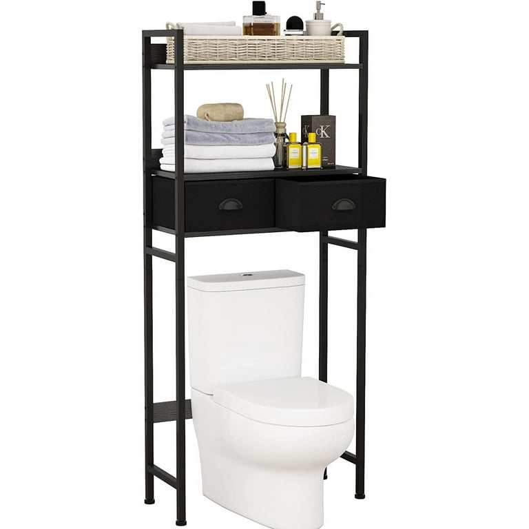 Galood Bathroom Storage Shelves Organizer Adjustable 3 Tiers, Over The  Toilet Storage Floating Shelves for Wall Mounted (Black Without Hanging Rod)