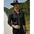 thumbnail image 2 of COOFANDY Men's Shirts Rose Embroidered Western Cowboy Shirt Long Sleeve Slim Fit Cotton Casual Button Down Shirts, 2 of 6