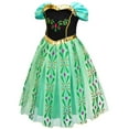 thumbnail image 3 of Avady Princess Anna Costume Princess Dress Up for Girls with Accessories Short Sleeves Green, 3 of 5