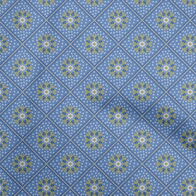 oneOone Viscose Chiffon Blue Fabric Asian Ornamental Craft Projects Decor Fabric Printed By The Yard 42 Inch Wide