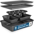 thumbnail image 1 of - Bakeware Set – 6 Piece – Stackable, Deluxe, Non-Stick Baking Pans for Professional and Home Cooking – Carbon Steel, White Stone Coating, 1 of 9