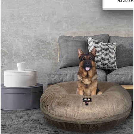 Bessie and Barnie Signature Mid Shag Ivory Tusk Luxury Extra Plush Faux Fur Bagel Pet Bed