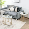thumbnail image 3 of Giantex Modern Nesting Coffee Table Set of 2, Accent Marble Look Stacking Side Table, End Table Sets, Easy Assembly, 3 of 8