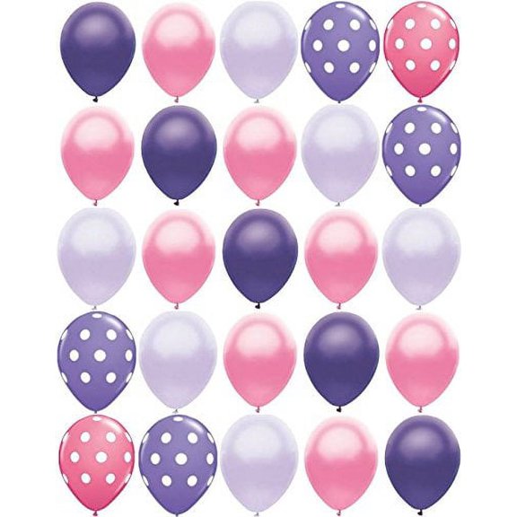 25ct Polka Dot PRINCESS MIX Pearl Purple & Pink 11" Latex Party Balloons
