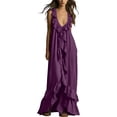 thumbnail image 2 of Ovbmpzd Maxi Summer Dresses for Women Shift Elegant Tiered Purple Dresses Sleeveless Casual V-Neck Dresses Summer Dresses,XL, 2 of 6