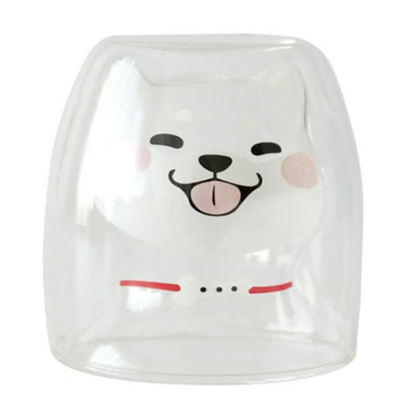 

LIHUA 220ml Lovely Dog Clear Double Wall Milk Coffee Tea Juice Glass Cup Container