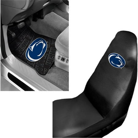 NCAA Penn State 2 pc Front Floor Mats and Penn State Car Seat Cover Value Bundle