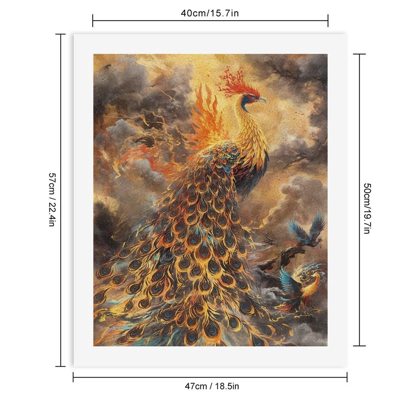 Paint By Numbers Kit for Adults Beginner - DIY Majestic Fiery Phoenix in Clouds Canvas Painting Kits for Adults, Frameless Paint By Number for Adults for Home Wall Decor 16x20 Inch