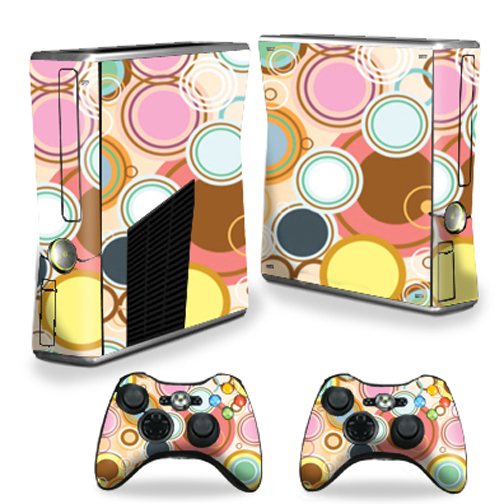 Skin Decal Wrap Cover for Xbox 360 S Slim + 2 controllers Bubble Gum