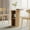 Natural Oak 31.5"+hidden Storage, variant on 43"-59" Extendable Round to Oval Dining Table with Hidden Storage, Modern Wooden Kitchen Table with Fluted Sliding Door Cabinet, Expandable Dinner Table for Dining Room Living Room (Natural)