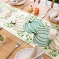 thumbnail image 3 of Fall Table Runner 13x72 Inch Green Pumpkins Eucalyptus Leaves Harvest Farmhouse Autumn Table Decor Thanksgiving Seasonal Linen Style Waterproof Kitchen Dining Table Decoration Indoor Outdoor, 3 of 6