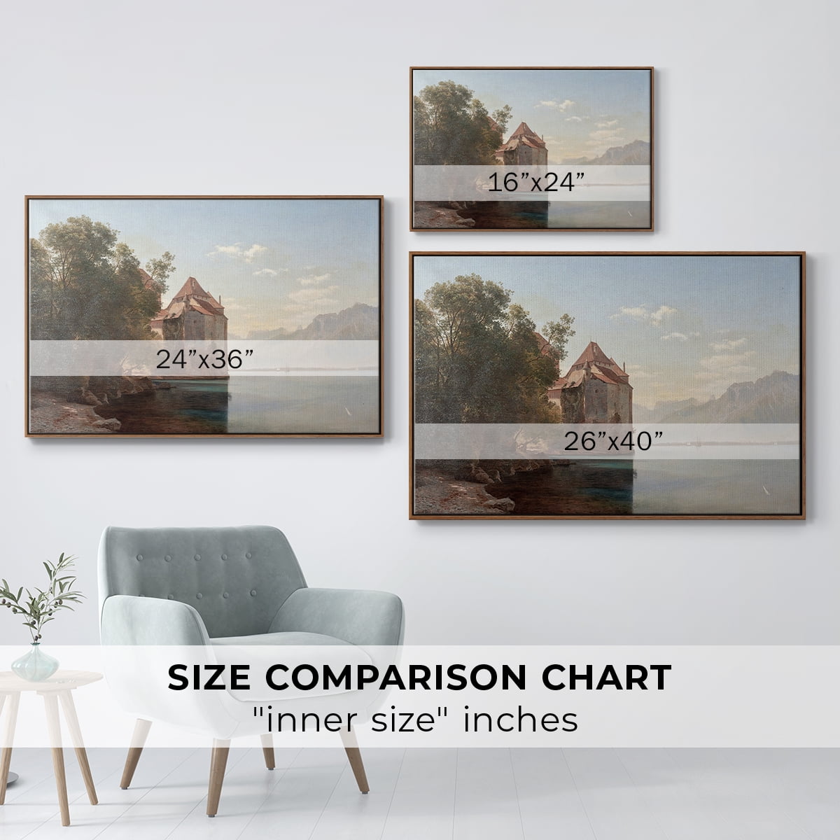 Vintage Landscape-CCCL By Wexford Home Framed in Walnut Wood Gallery Wrapped Canvas 17 in. x 25 in.