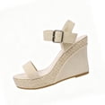 thumbnail image 2 of Samdudou Espadrille Wedge Sandals for Women Open Toe Ankle Strap with Buckle Suede Straps Jute Wrapped Summer Dressy Casual Everyday Footwear Ladies Travel Resort, 2 of 9