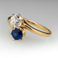 thumbnail image 2 of Lakshya Jewel LLC 14K Yellow Gold Finish Round Cut Blue Cubic Zirconia 2-Stone Bypass Ring, 2 of 5
