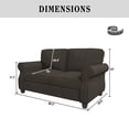 thumbnail image 2 of 56" Loveseat Sofa, Mid Century Modern Couch with Thick Cushion, 2 Seater Small Sofa for Living Room Bedroom Apartment Office, Solid and Easy to Assemble, Brown, 2 of 7