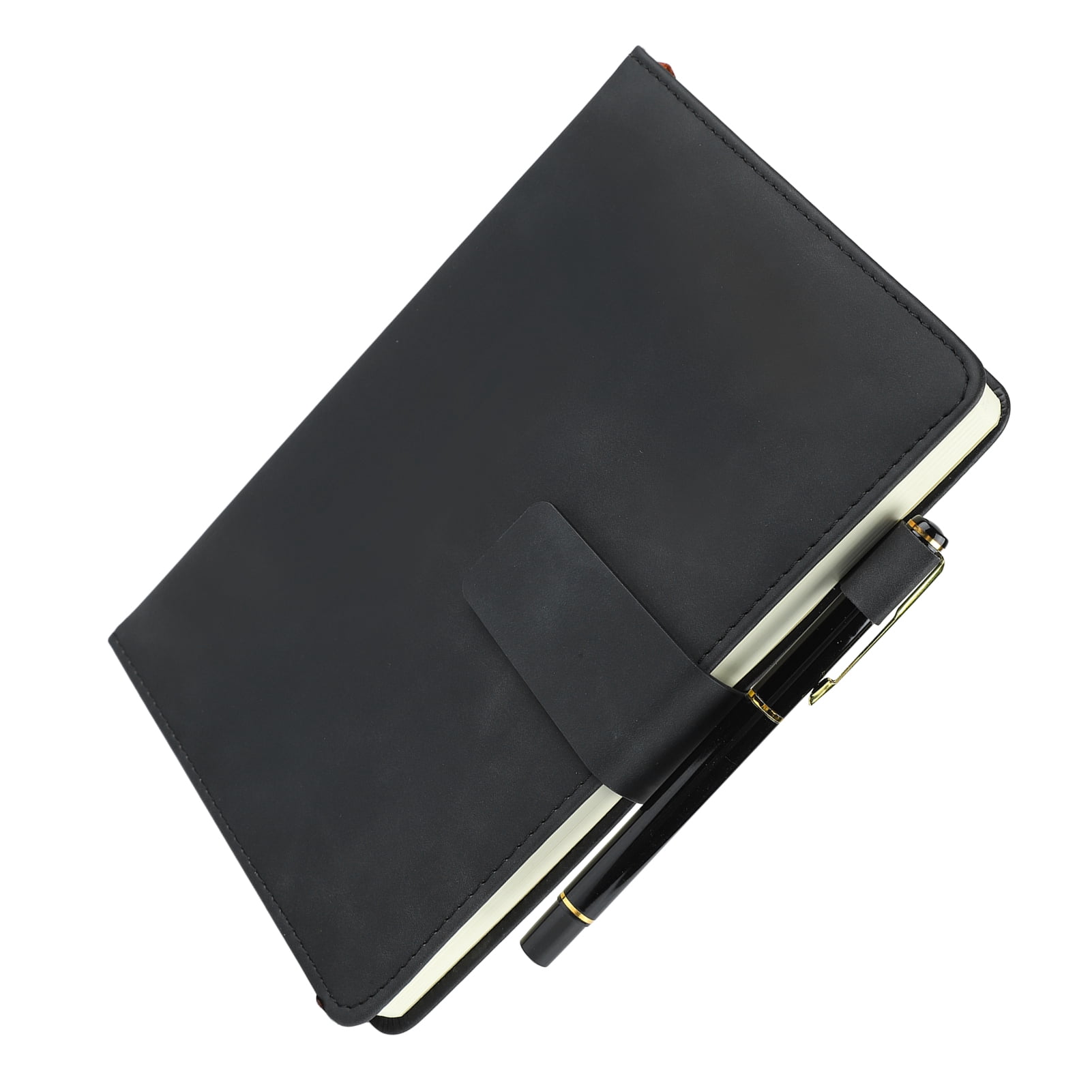 M Buder A5 Notebook PU Leather Ruled Journal with Pen, Black, 8.7 x 5.9 inches
