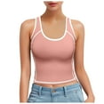 thumbnail image 3 of Women's High Neck Sleeveless Crop Top Tight Fitting Sports Vest Cloud Pro Fixed Cup Round Neck Non Running Glare Tank, 3 of 6