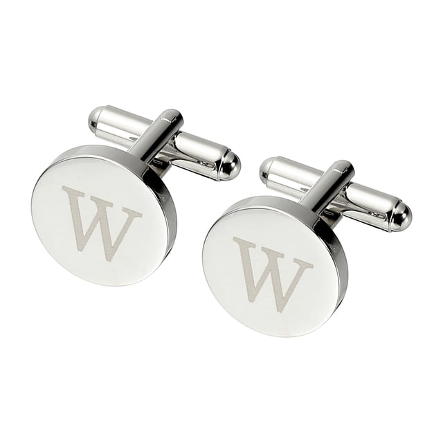 Uxcell Gemelos Iniciales, Clásicos Gemelos de Letras del Alfabeto W de Cobre Redondos para Hombres, 26 Letras A-Z para Regalos de Hombres, Padres, Esposos, Bodas, Negocios y Cumpleaños, Plateado