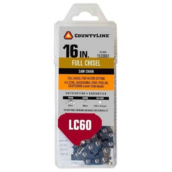 CountyLine 85060NSTSC Chainsaw Chain 16 Inch 60 Link Full Chisel