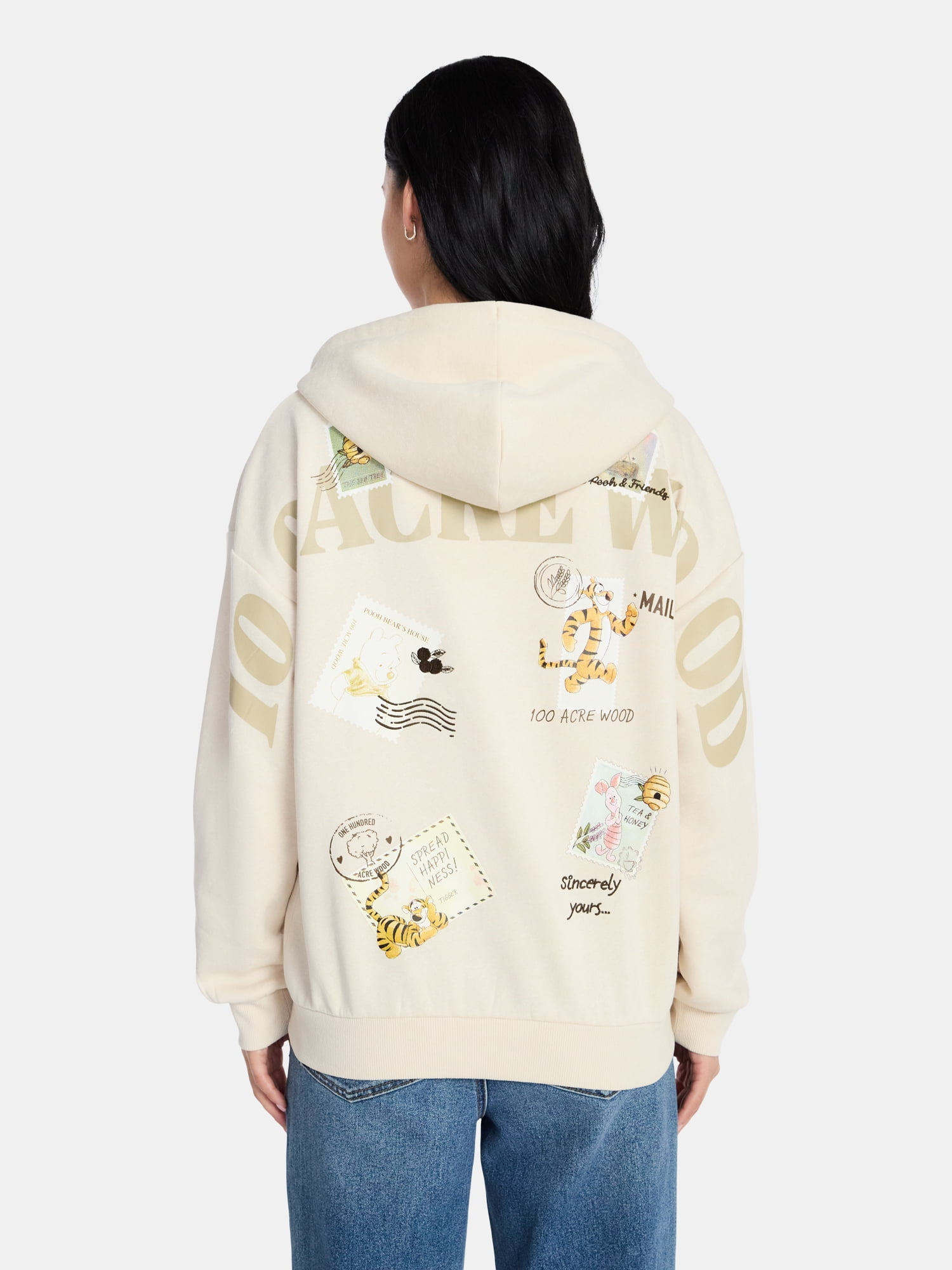 Winnie the Pooh Womens AOP Zip Hoodie, Sizes 1X-4X