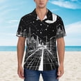 thumbnail image 4 of Lsque Futuristic Moonlit Cityscape pattern Hawaiian Shirt for Men, Unisex Summer Beach Casual Short Sleeve Button Down Shirts-X-Large, 4 of 9