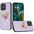 thumbnail image 2 of XPM for Motorola Edge 2025 Phone Case, Diamonds 3D Butterfly Bling Sparkly Glitter Ornaments Engraving Hybrid Metal Fashion Cover for Motorola Edge (2025) (Purple Garden Butterflies), 2 of 11