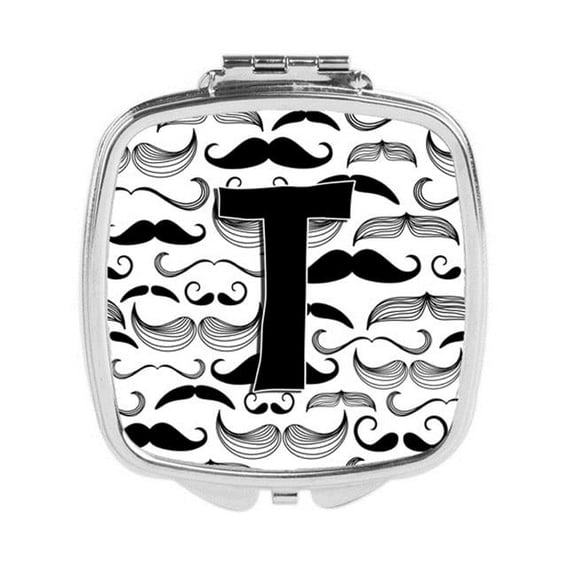 Letter T Moustache Initial Compact Mirror