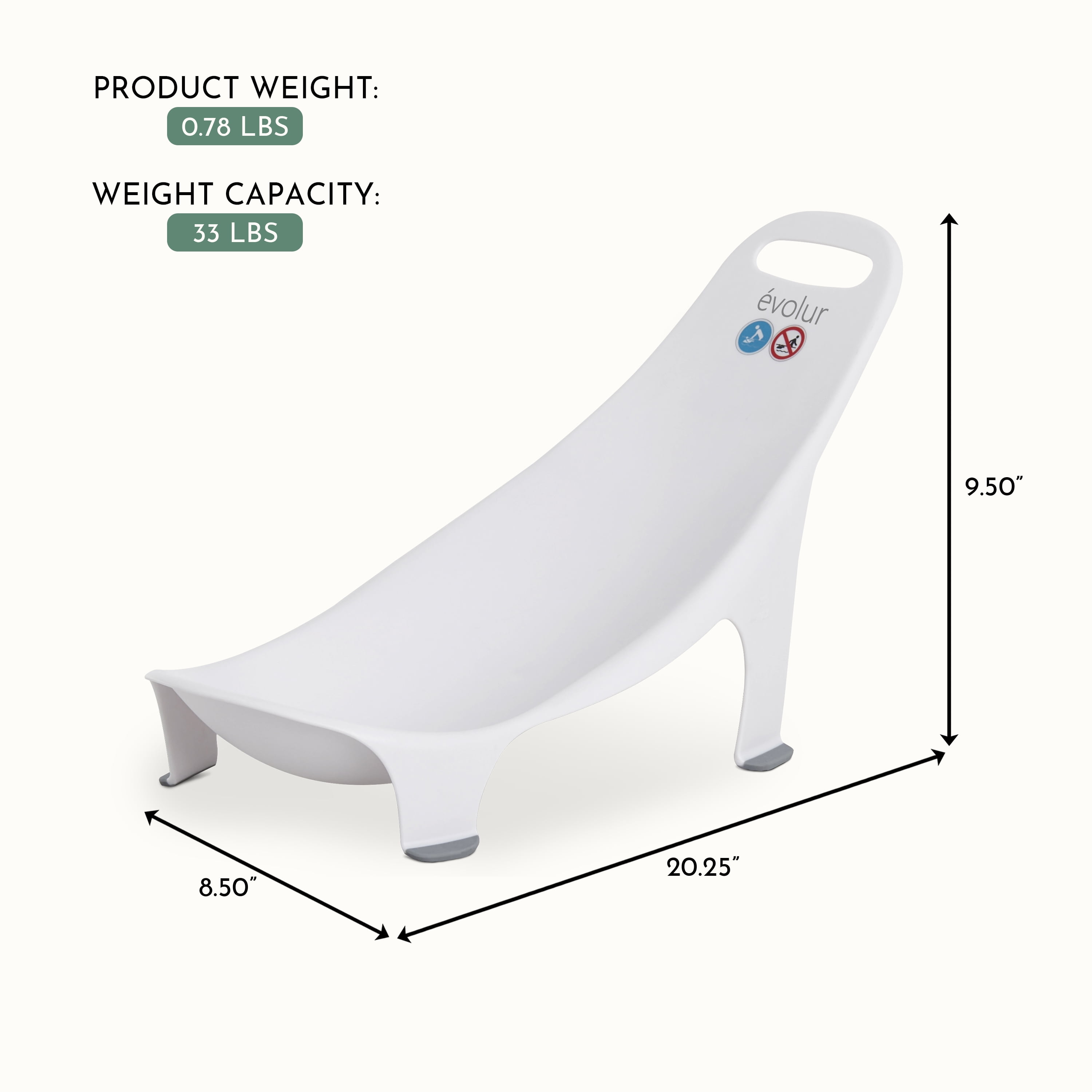 Evolur Supple Baby Bath Hammock, White