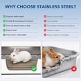 thumbnail image 3 of Large Rabbit Litter Box Stainless Steel Bunny Litter Box Sifting, Non-Chewable, Easy to Clean & Odor Control 17.2 x 13.4 x 5.9 inch, 3 of 9
