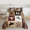 thumbnail image 2 of Homewish Rustic Cowgirl Cowboy Queen Comforter Set for Kids, Tribal Hippie Aztec Bedding Sets, Vintage Brown Patchwork Reversible Bedding Comforter Set, Super Cozy Room Decor, 3-Piece, 2 of 8