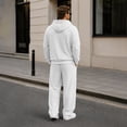 thumbnail image 7 of FSYBOA Men's 2 Piece Sweatsuit Set, Full Zip Open Bottom Drawstring Long Sleeve Hoodies and Sweatpants White Size S, 7 of 7