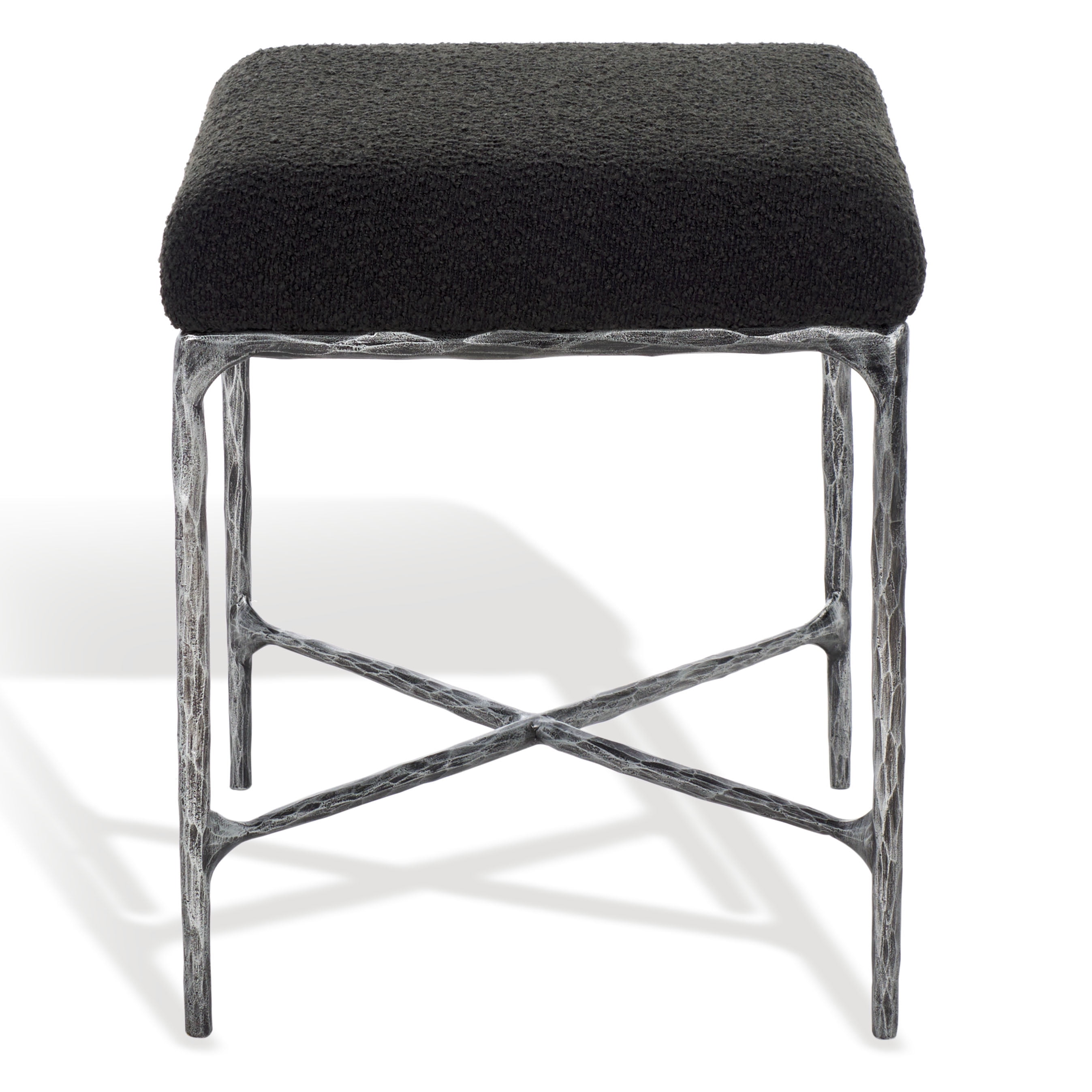 SAFAVIEH Couture Mandy Modern Boucle Ottoman, Black