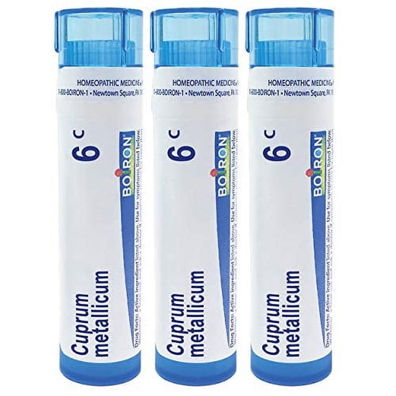 Boiron Cuprum Metallicum 6c Homeopathic Medicine for Sudden Muscle Cramps - Pack of 3 (240 Pellets)