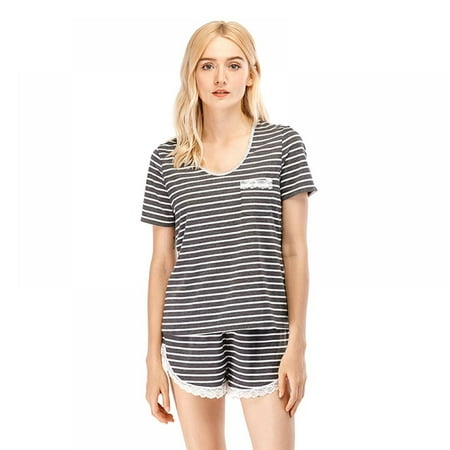 

Women s Round Neck Casual Homewear Comfortable Thin Top + Pants Sleepwear Sets