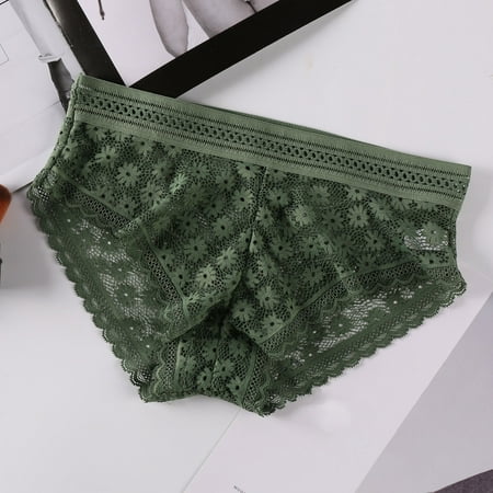 

Zpanxa Womens Underwear Ladies Fashion Charming Breathable Sexy Lace Thin Hollow Out Skin Friendly Elasticity Panties Underpants Green One Size