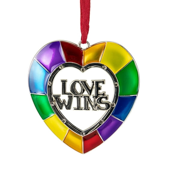 Northlight 3" Faceted Heart Love Wins Pride Christmas Ornament with European Crystals
