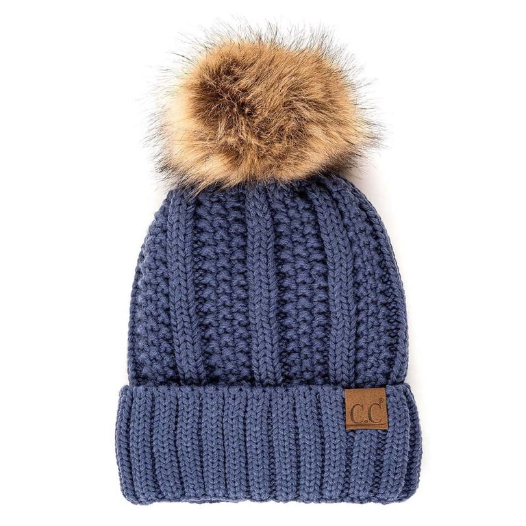 CC Brand Pom Thick Beanie Sherpa Lined Chunky Knit Stretch  display picture 1
