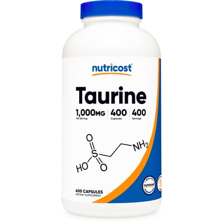 Nutricost Taurine 1000mg  400 Capsules - Non-GMO & Gluten Free Supplement