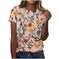 thumbnail image 1 of Women Printed Shirts Tees Women's Short Sleeves Blouse, 1 of 4