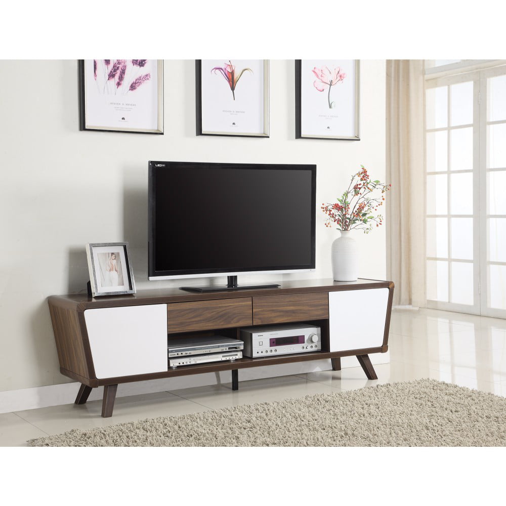 Glittering Two-Tone Mid-Century Modern TV Stand, White and ...