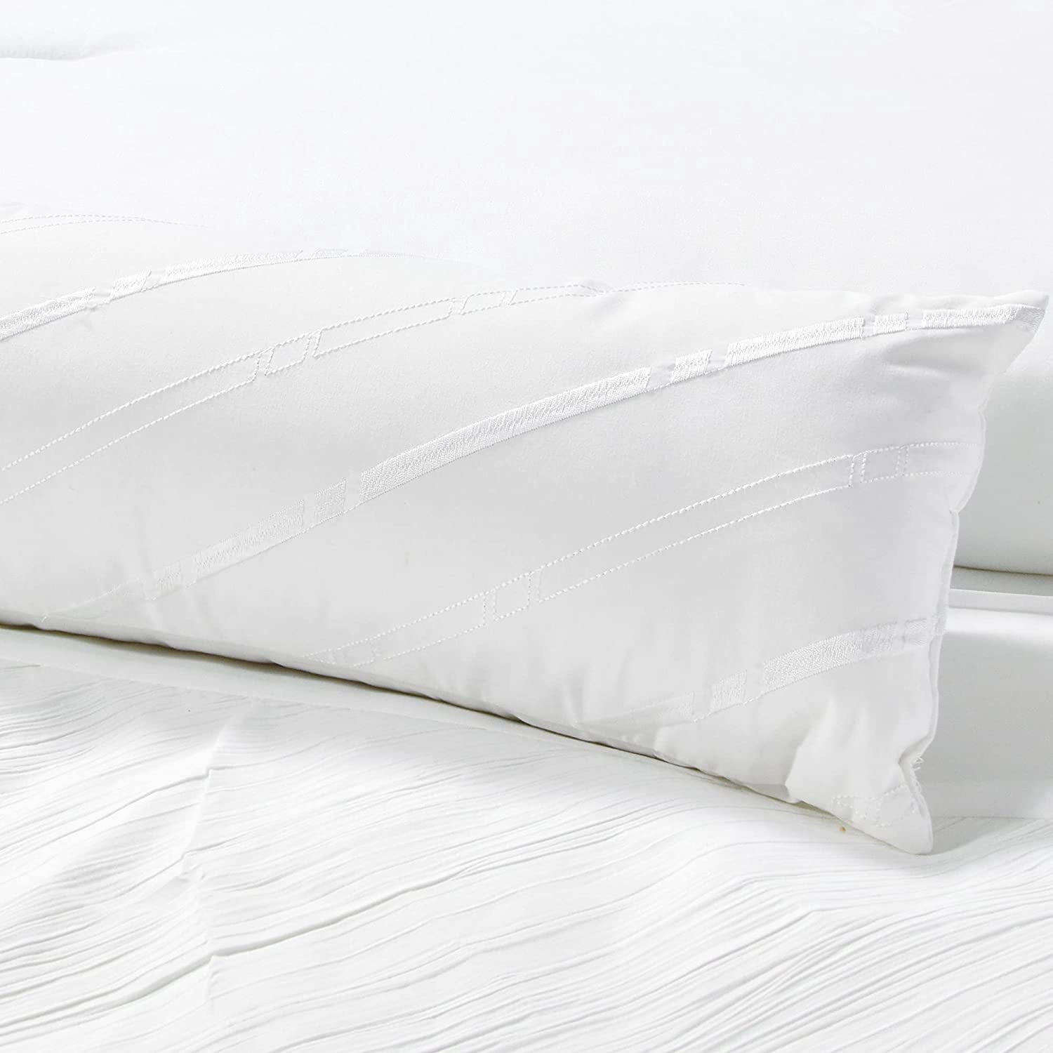 Chezmoi Collection Sara 7-Piece Textured Geometric Stripe Embroidery Comforter Set
