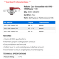 thumbnail image 2 of Radiator Cap - Compatible with 1993 - 1998 Toyota T100 1994 1995 1996 1997, 2 of 2