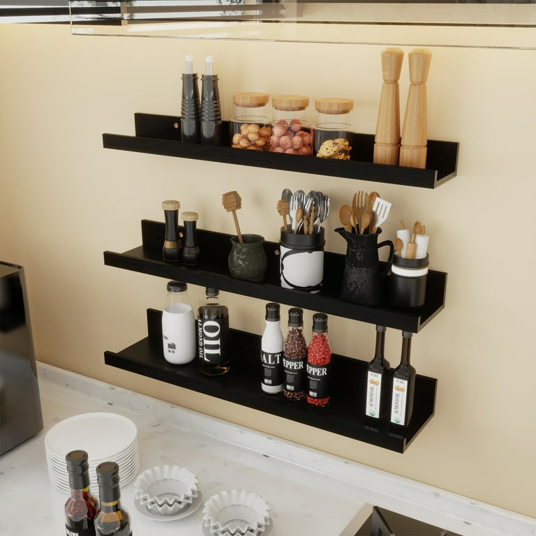 Small Black Shelf Floating Shelves Wall Decor Ledge and Hardware