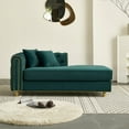 thumbnail image 2 of Velvet Chaise Lounge with Tufted Back & Pillows, Modern Green Chaise Sofa for Living Room Bedroom Apartment Furniture, 2 of 9
