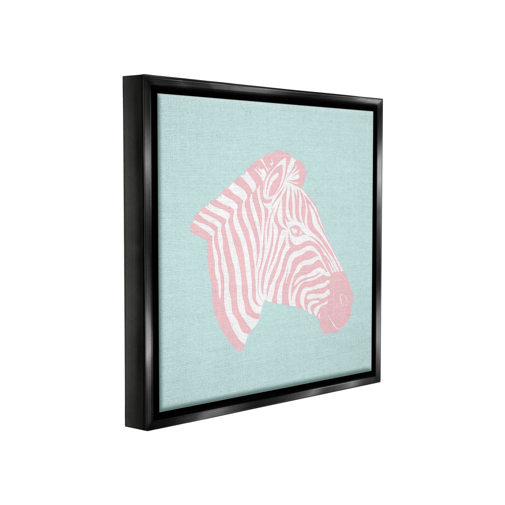 Stupell Industries Pastel Zebra Portrait Animals & Insects Painting Black Floater Framed Canvas Art Print Wall Art, 25 x 25